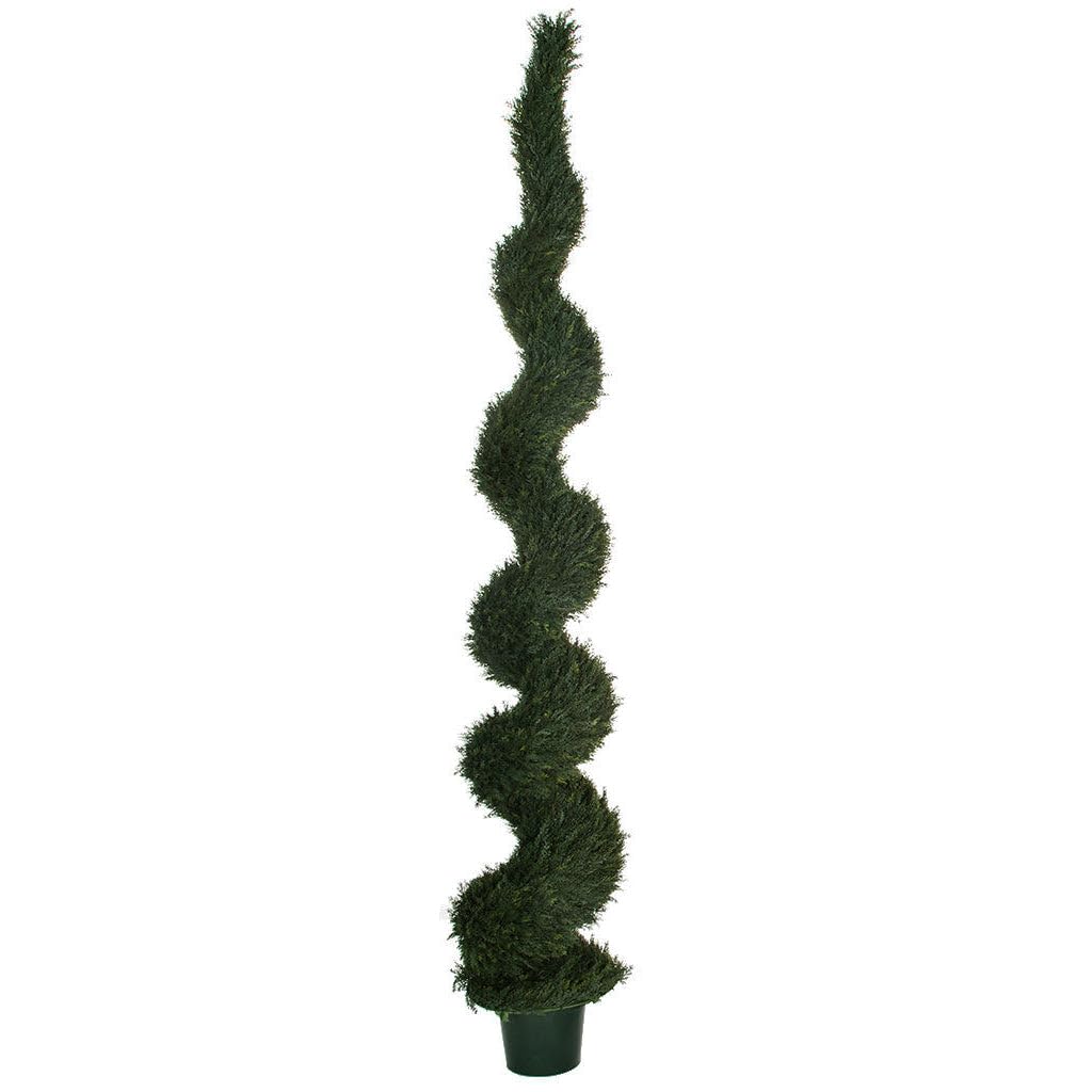 10' UV-Resistant Outdoor Artificial Pond Cypress Spiral Topiary Tree w/Pot -Green