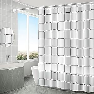 Szaro-biała Zasłona Prysznicowa 70 x 140 cm