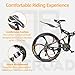 Omelaza 26 Inch Folding Mountain Bike with High Carbon Steel, 21 Speed City Bike with Dual Suspension, Folding Bicycle for Adults Men and Women