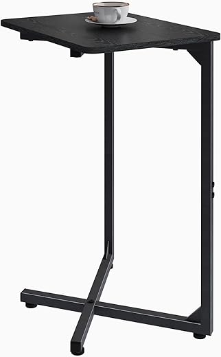 NEFROM C-Shaped End Table, Small Side Table for Couch, Sofa Table for Living Room, Bedroom, Bedside ET-X-BKW1