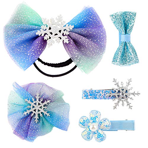 Christmas Snowflake Hair Clips Frozen Hair Bow Frozen Dress Up Accessories for Parties and Dressing-up Games