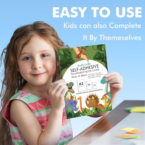 Image of Transparent Book Cover | 30 Unique Labels for Books for School Waterproof Self Adhesive Sticking Books Cover Stationery Items [30 Pcs- 3 Different Sizes -10 Each] 1 Year Warranty