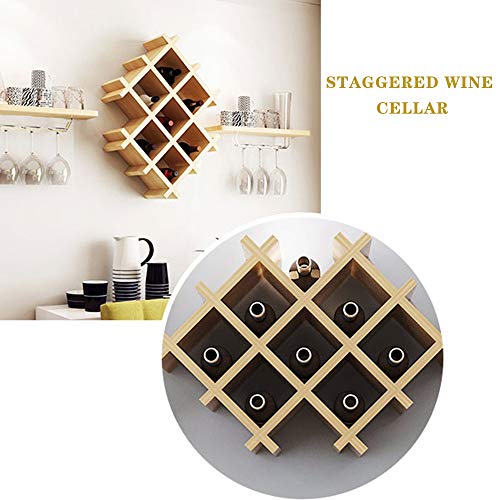 Soporte para botellas de vino montaje pared madera marrón miniatura 4