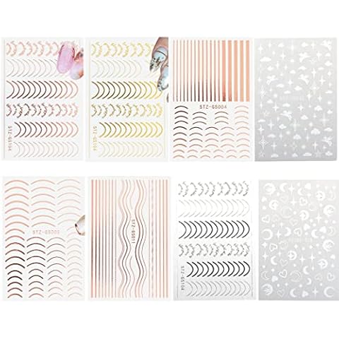 8 Stück Nagelsticker, Metall Nagelsticker Cover