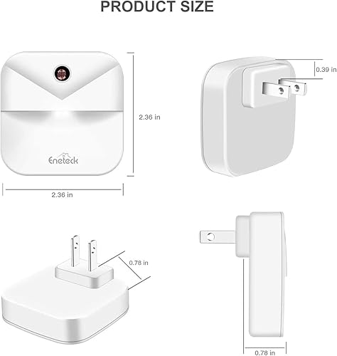 Miniatura 7 de Eneteck Luces nocturnas LED enchufables a la pared, luz nocturna suave con sensor de polvo a amanecer, luz nocturna para viajes, cocina, adultos,