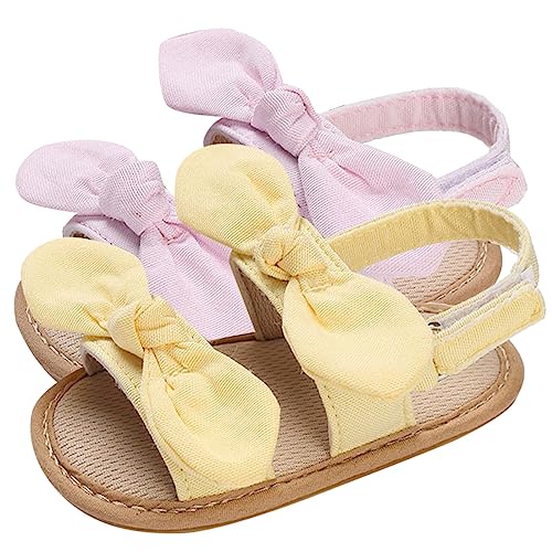 Baby Girl Sandals Toddler Infant Soft Open Toe Pink Bowknot Sandals Beach Flats Anti Slip Shoes With Elastic Strap3