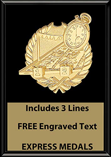 Express Medals 5x7 Black Color Swimming Plaque with Engraved Plate