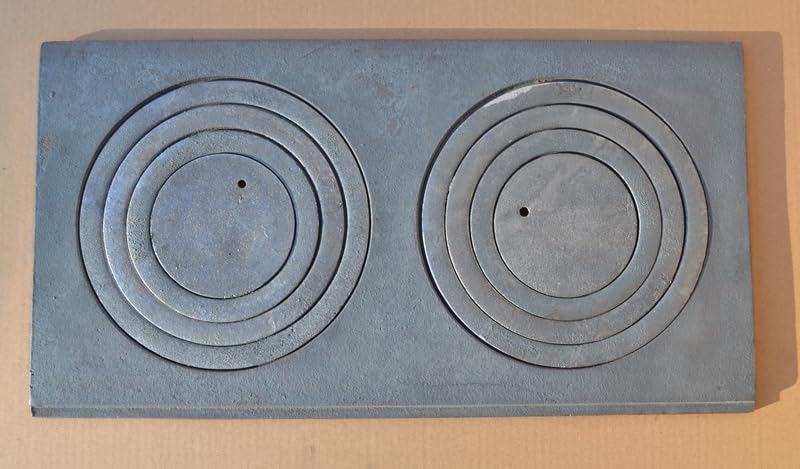 SEZAM Placa de fundición para horno con 2 agujeros, 60 x 30 cm, placa de carbón de hierro fundido gris