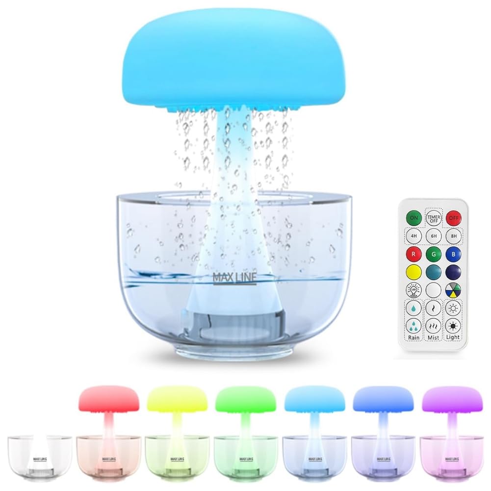 Wernfale Cloud Rain Humidifier Water Drip, Cloud Rain Aromatherapy Essential Oil Diffuser with 7 Colors LED Light for Home