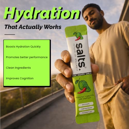 Image of Salts Electrolyte Powder, 15 Sachet with Zero Sugar, Electrolytes Hydration Mix Drink for Summer Heat, Workout Recovery and Travel, Keto and Vegan Friendly, (Raw Mango Chilli)