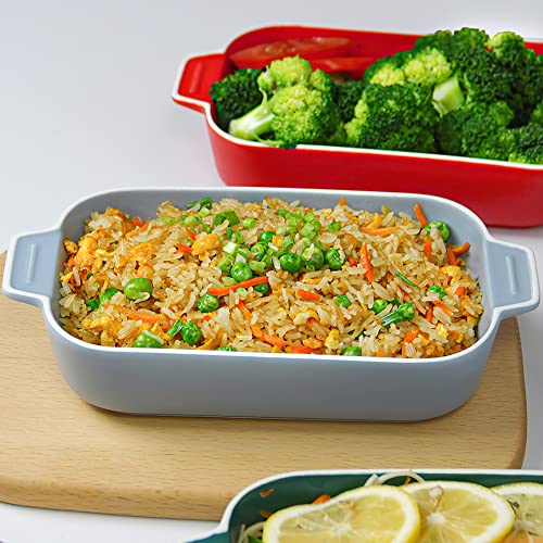 Au Gratin Baking Dishes, Yfwood 8.7''X5'' Small Casserole Dishes For The Oven, Bakeware With Double Handle For Casseroles, Lasagna & Cobblers, Oven, Microwave & Dishwasher Safe,Set Of 2,Blue #TOP1