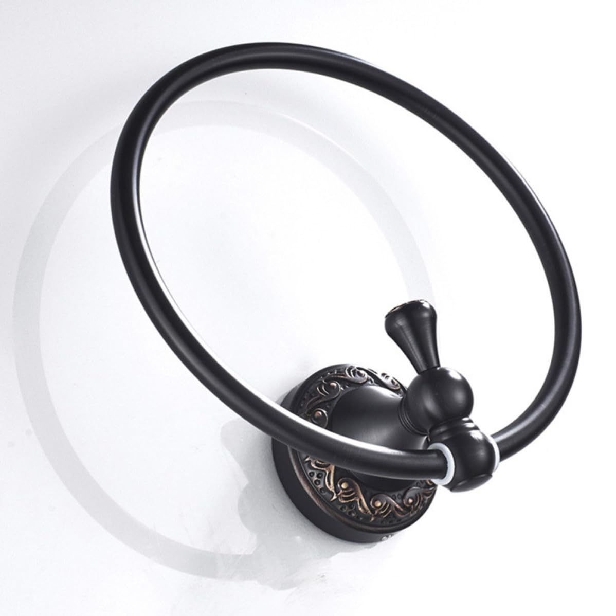 Operitacx Toallero Vintage de Cobre Negro Cepillado, Aro Redondo Resistente al Vapor y Altas Temperaturas para Baño, Montaje en Pared Tornillos de Expansión