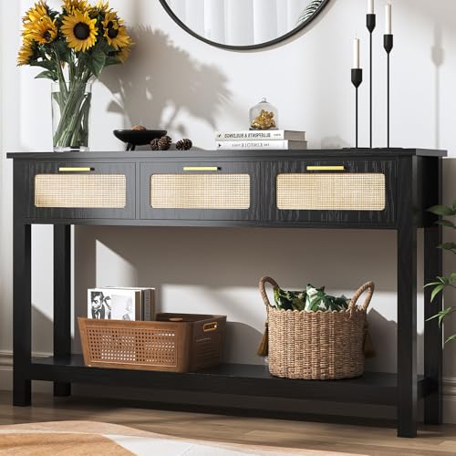 ELYKEN Black Console Tables for Entryway, 51.2