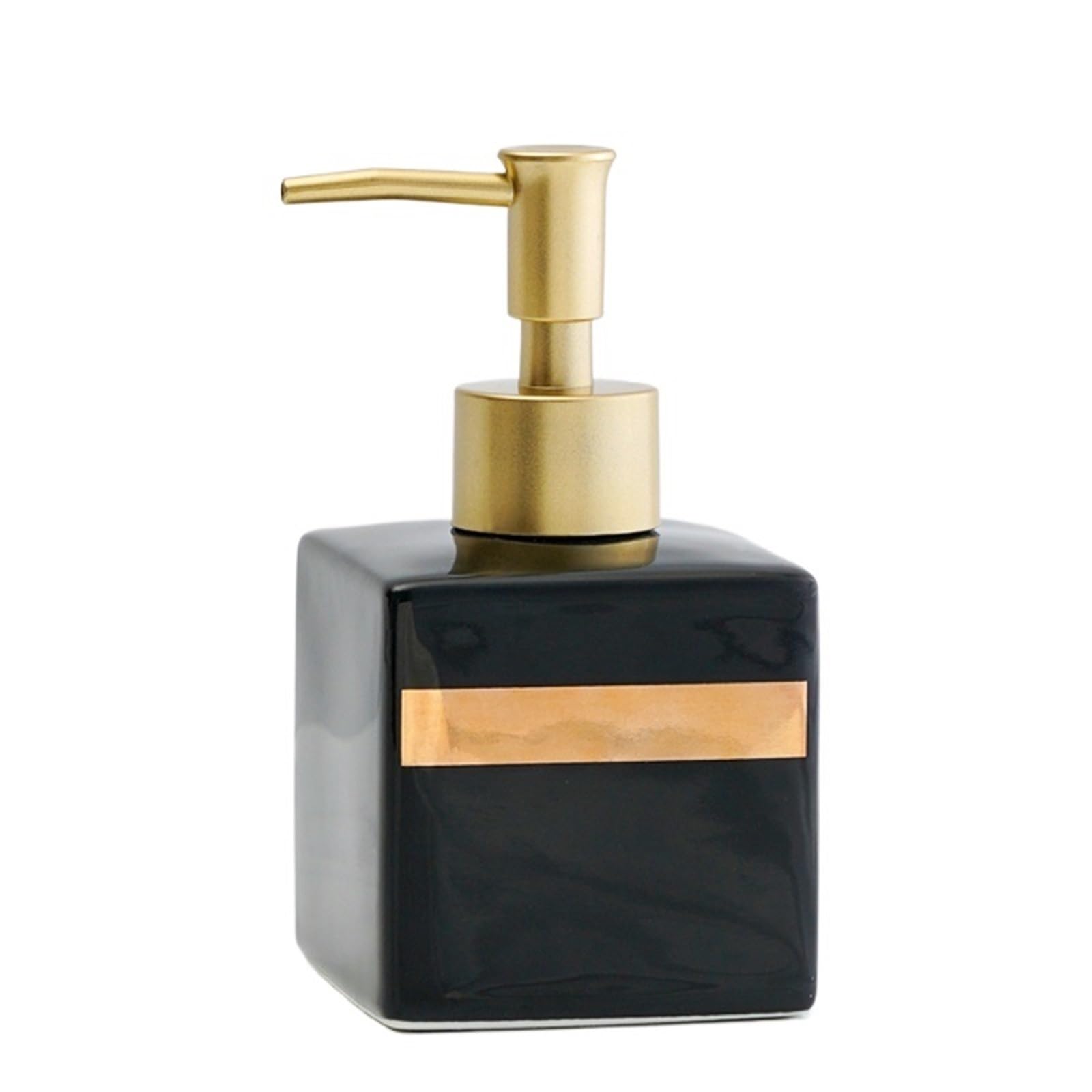 Cyairong-22 Black Soap Dispenser Square Ceramic Soap Dispenser With Pump Bathroom Shampoo Lotion Dispensing Bottle(Black)