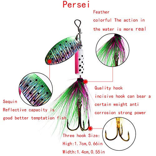 Persei Metal Sequin Spinnerbait 8Pcs/Box Fishing Lure Spoon Bait Fishing Tackle Bass Trout Salmon Hard Metal Spinner Baits Kit (4G/8Pcs) #TOP1