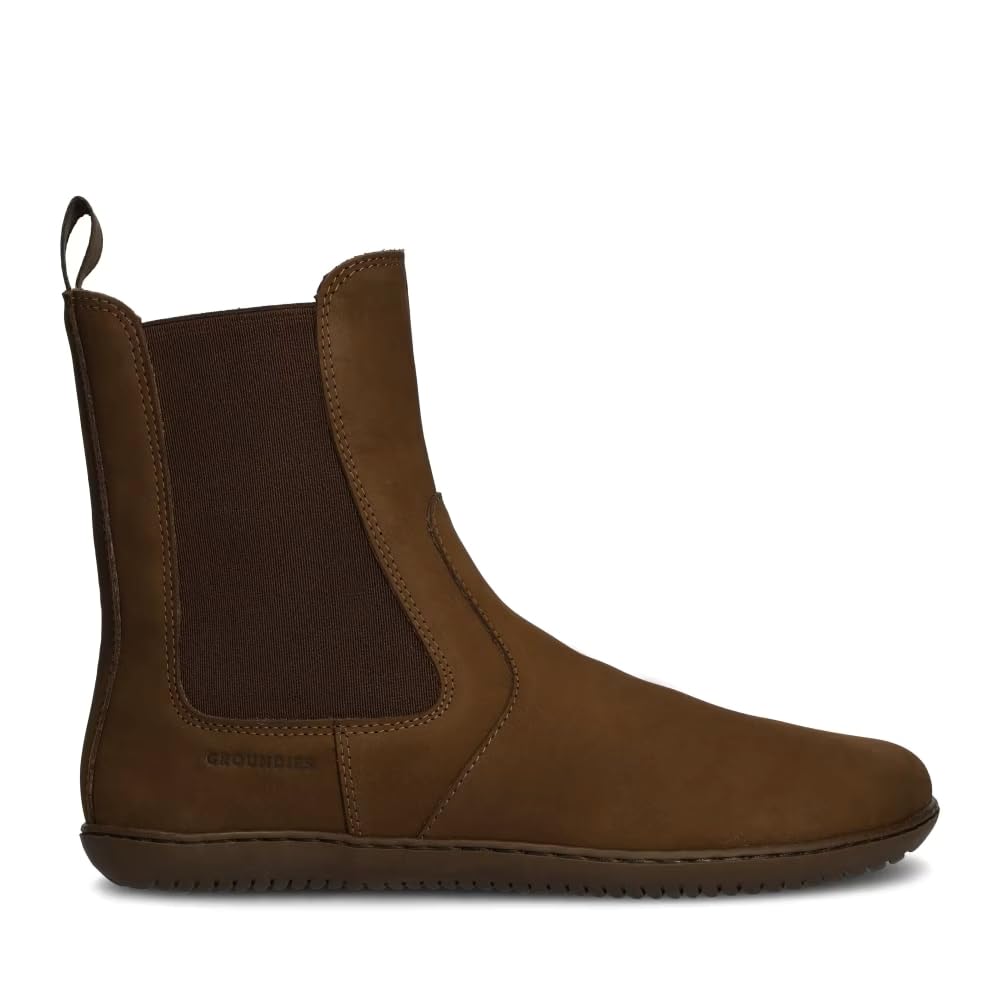GROUNDIES Camden Barefoot Women Chelsea Boot, High-Cut Nubuck Leather, Flexible Sole, Warm Lining, Urban-Casual Style