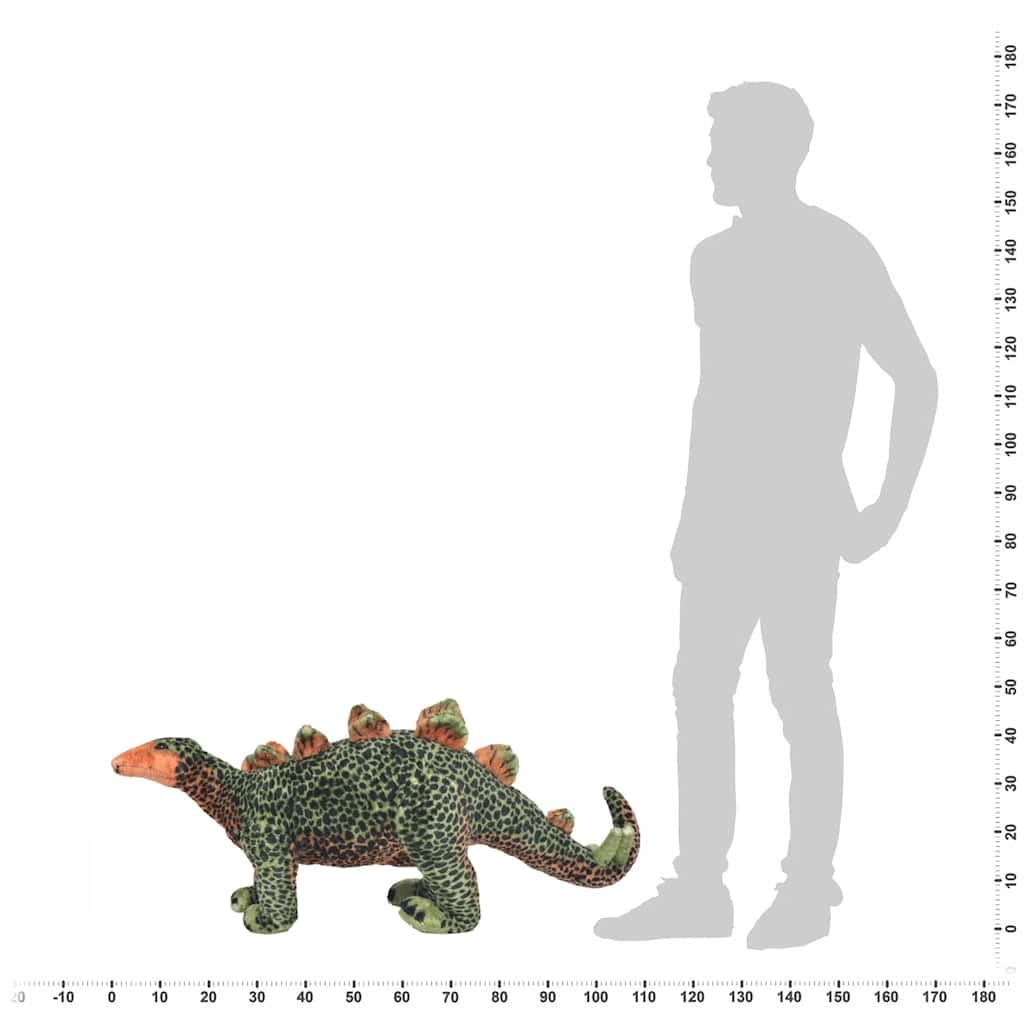 Stegosaurus pluszowe zwierzątko, stojące, zielone i pomarańczowe, XXL, miękka maskotka ze stalową ramą, 110 x 35 cm, obciążenie 100 kg, do pokoju dziecięcego, łóżka i odgrywania ról