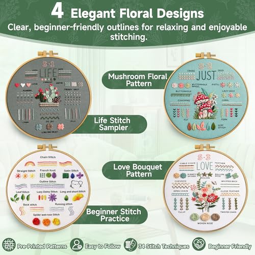 Bofoho 4 Pack Starter Embroidery Kit for Beginners with Simple Patterns by Bofoho - Used condition - Image 3