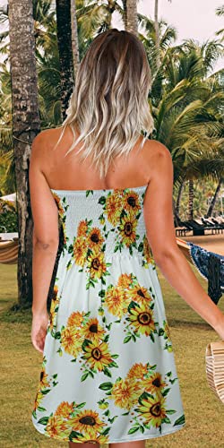 Image of Zyyfly Womens Summer Beach Dresses Strapless Cover Ups Dress Tube Top Sundresses
