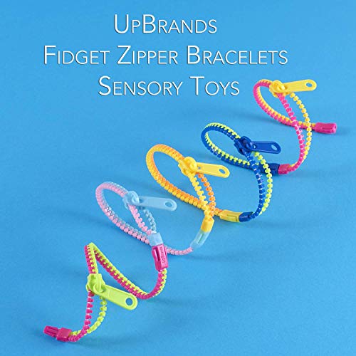 Upbrands Zipper Bracelets 6.5 Inches Sensory Toys Bulk Set, Multicolored, Kit For Birthday, Party Favors For Kids, Goodie Bags, Easter Egg & Pinata Fillers, Students Incentives (48 Pack) #TOP3