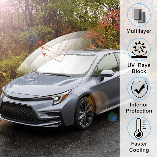 Image of Windshield Sun Shade Fit for 2020-2024 2025 2026 Toyota Corolla Accessories (Not for Corolla Cross) Window Sunshade Protect Car from Sun Rays