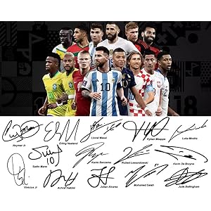 Ikonic Fotohaus Lionel Messi Benzema Neymar Vinicius Jr Haaland Mbappe Soccer Superstars Signed Photo Autograph Print Wall Art Home Decor