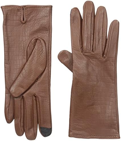 Gloves International Women's Embossed Leather Gloves, Cognac, X-Large