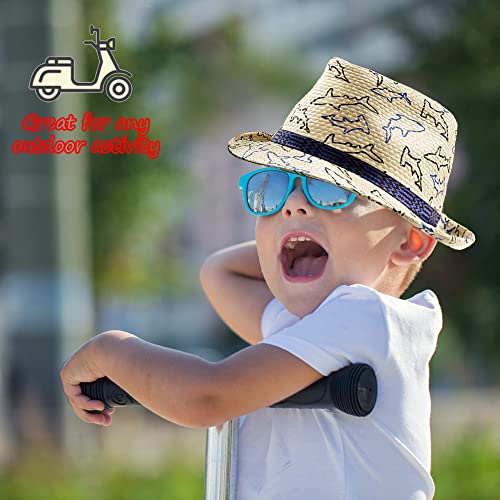 Peak 2 Peak Unisex Kids Straw Trilby Fedora Cap Felt Fedora Hat Short Brim Sunhat (Big Boy, Fish Print) #TOP4