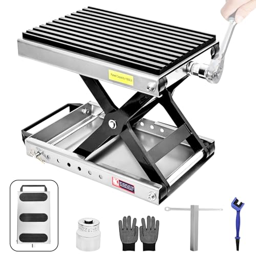 1500 LBS Motorcycle Jack, Thickened 0.48' Rubber Pad Motorcycle Stand Lift, Upgraded Labor-Saving...