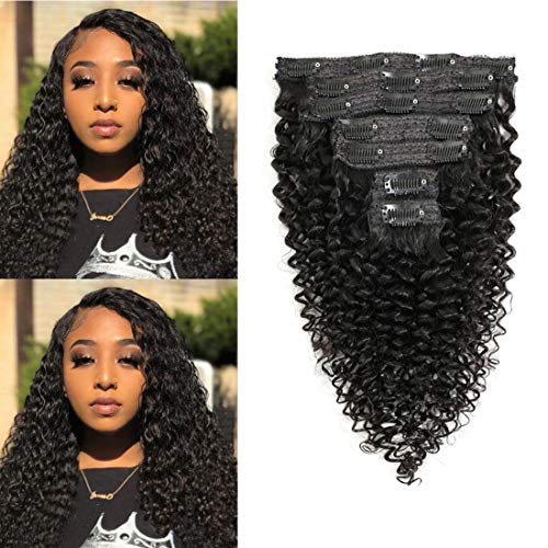 Ornate Hair Kinky Curly Clip In Hair Extensions Human Hair For Black Women Clip In 3C 4A Natural Color 10A Hair 7pcs Kinky Curly Clip In Human Hair Extensions Soft Thick 100g/set(18 inch 100gram)