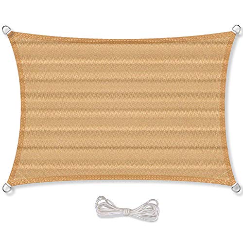 GOUDU Toldo Vela de Sombra Rectangular Toldos IKEA Prevención Rayos UV Solar protección para Patio, Exteriores, Jardín - Beige 6x7m