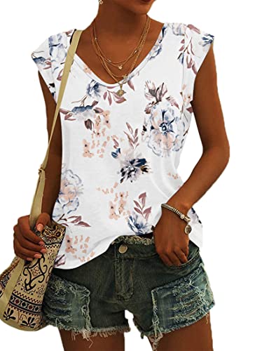 AUSELILY Womens Cap Sleeve T-Shirt Casual Loose Fit Tank Tops