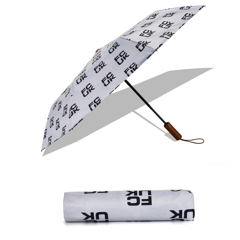 Folding Umbrella for Men & Women, Auto Open & Close, Lightweight Compact Design, 37 Inch Water Resistant Canopy, Portable Travel for Rain & Sun, White & Black - FCRUM01PRNT-image-48