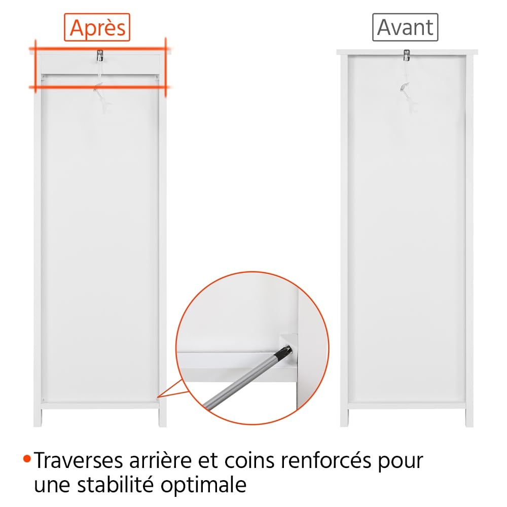 Yaheetech Meuble Rangement Salle de Bain, Colonne Salle de Bains, 30 × 30 × 82 cm, 4 Tiroirs, Petit Meuble Toilette/Salon/Chambre, Blanc