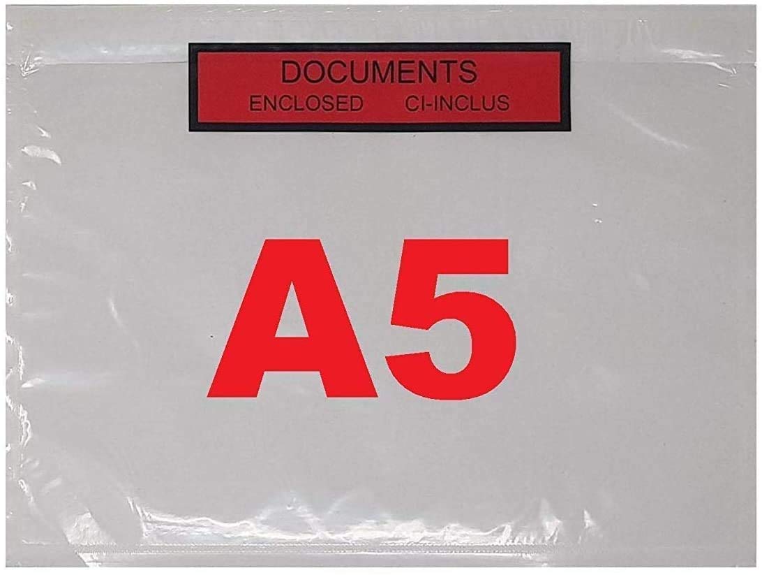Rękawy 500 Aktówka tutaj A5 (arkusz A4 składany w dwóch) z nadrukiem przezroczysty klej C5 225 x 165 mm