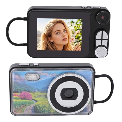 VBESTLIFE Cámara Digital 4K, Cámara Vlog de Enfoque Automático de 48MP con Zoom de 18X, Antivibración, Compacta Portátil de Apuntar y Disparar para Adolescentes Adultos (Black)