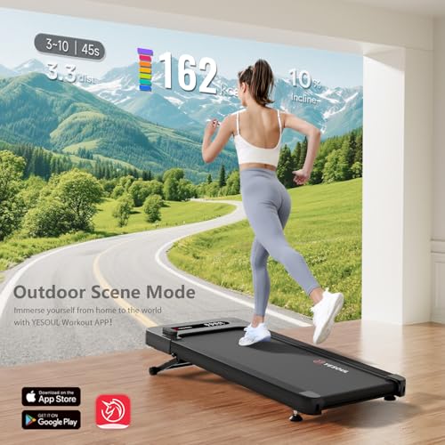Image of Yesoul Walking Pad Treadmill with 10% Auto Incline, Under Desk Treadmill for Home Walking, Hiking & Running, 300lbs Capacity, Remote & LED Display