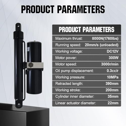 Dc House LLC-L11YYTG12VC-1 Heavy Duty (1700 Lbs/8 Inch/300W) Hydraulic Linear Actuator thumb #1