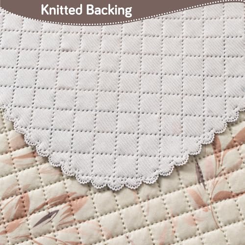 Image of HOKIPO 'LoomVerse' Quilted Sofa Armrest Cover - 1 Pair | Petal Harmony (IN-832-D7*2)