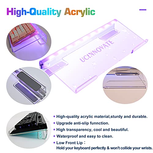 Image of UCINNOVATE RGB Acrylic Computer Keyboard Stand, Mini LED Backlit Tray, 60% Gaming USB Interface Tilted for Easy Ergonomic Typing and Working, Office Desk, Home
