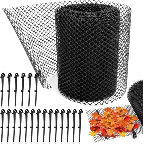 Protection de Gouttière Protege Gouttiere Contre les Feuilles 18cmx8m Grille Gouttières Anti Feuilles avec 20 Pinces Grillage Gouttieres Robuste en Maille pour Maisons...