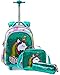Dokin Zaino Trolley Scuola Cartelle per la Scuola Zaino per Bambina Paillettes Borsa Trolley Zaino Con Ruote con Pranzo Scatola & Astuccio verde, Scuola & Viaggio