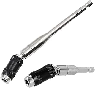 Saipor 2pcs Pivot Drill Bit Holder Set 1/4" Hex Pivoting Bit Tip Holder Quick Release Magnetic Screwdriver Bit Holder Screw Drill Tip Extension Rod for Tight Spaces or Corners, 88mm and 145mm Length