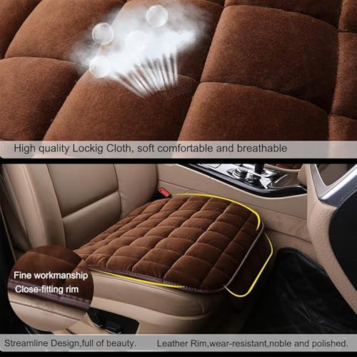 Image of Breathable Car Seat Cushion Cover Set with Memory Foam Padding & Storage Pouch - Universal Anti-Slip Front and Rear Seat Protector Mat for Cars, SUVs and Sedans (Cream Combo)