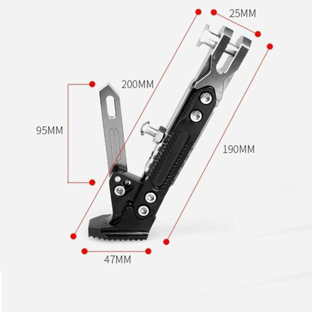 Motorcycle Kickstand for Piaggio Fly 150 2006-2011 2012 2013 2014 2015 2016 2017 2018 2019, Adjustable Foot Side Support Aluminum Alloy Side Stand Parking Kickstand,Red