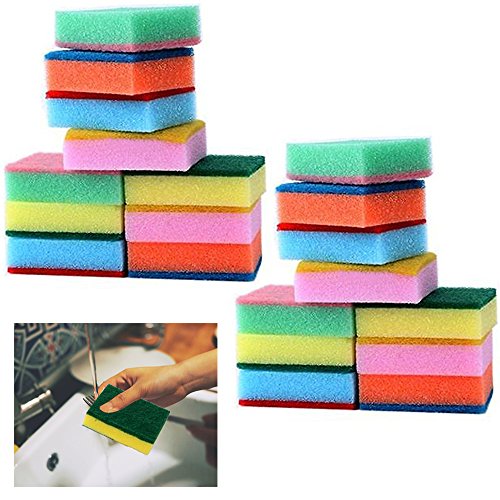 45 Sponge Scouring Pads Kitchen Dishes Cleaner Scour Scrub Cleanning Wholesale !