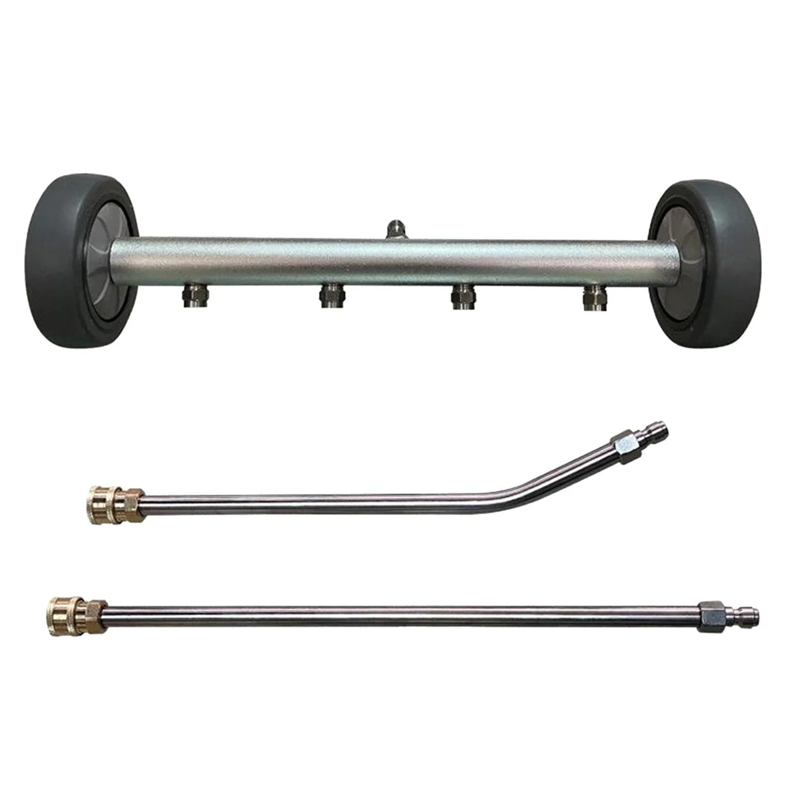 Limpiador De Chasis 15" For Hidrolimpiadora, 5000 PSI, 4 Boquillas | Limpiador De Chasis Y Escoba De Agua Doble Función, 5000 PSI, 4 Boquillas 65° Acero Inox, Conexión Rápida 1/4"
