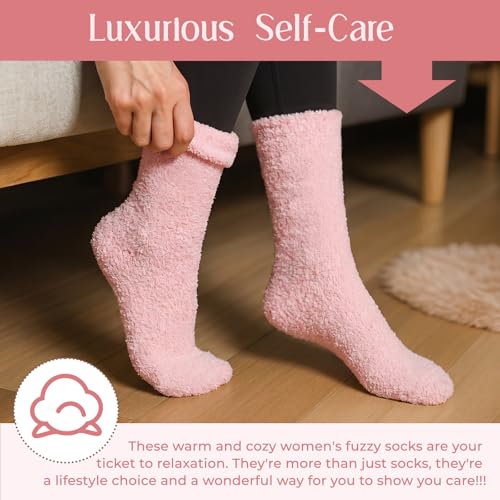 Image of American Trends Coral Fleece Cloud Fuzzy Socks Ultra-Soft Warm Sleep Socks Cozy Unisex Self-Care Gifts Boo Basket Stuffers