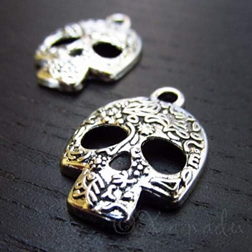 Damien Linn - Charms, Pendants - Sugar Skull Charms 24mm Day Of The Dead Calavera Pendants C3033-10, 20 Or 50PCs - Package Size is 20PCs