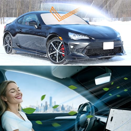 Image of Windshield Sun Shade for 2017-2021 Toyota 86 | Foldable, Full covered for windshield, Block UV Rays, Heat Reduction, Easy to install, Keeps Car Cooler